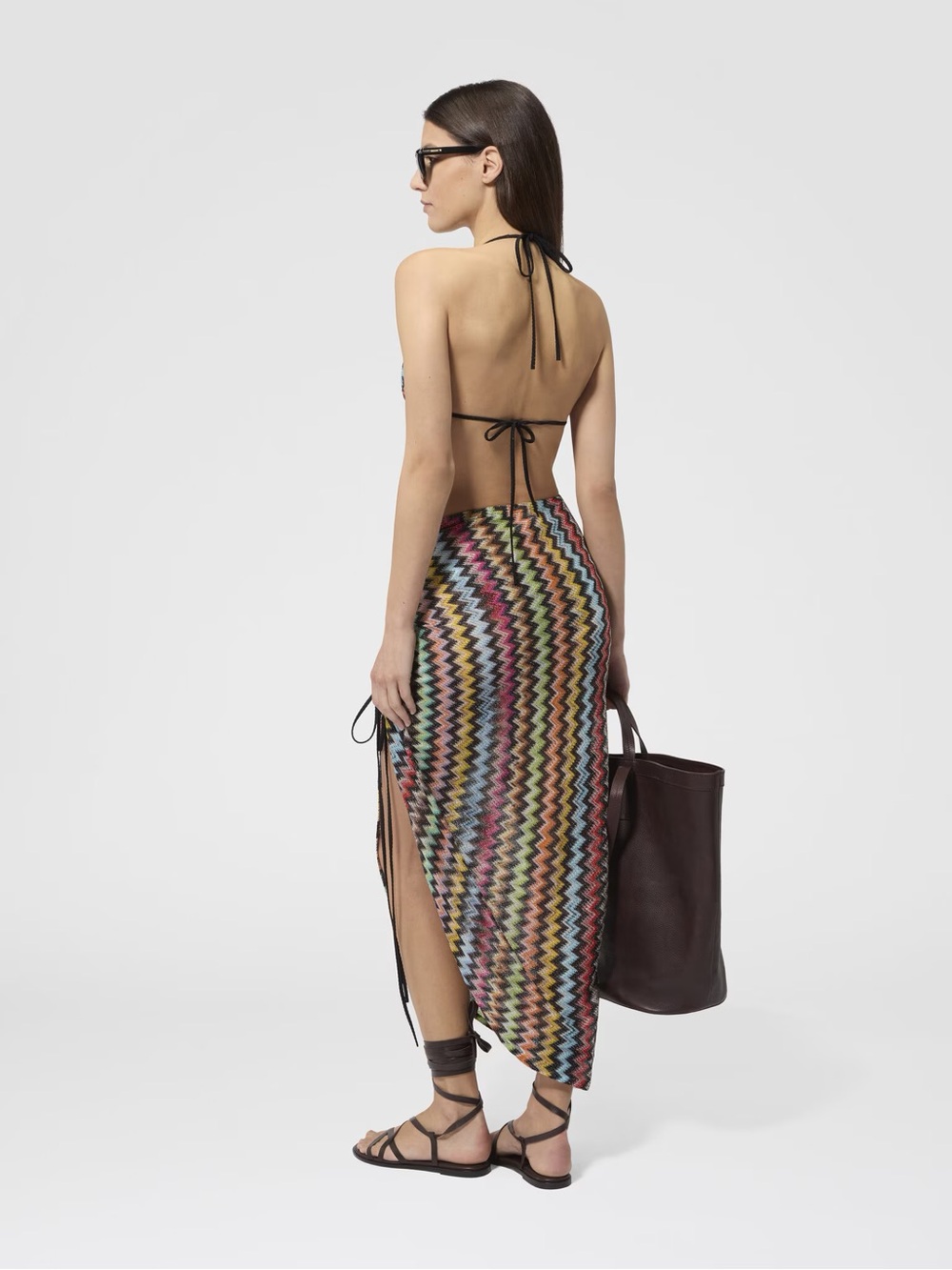 Ruched long skirt in lamé viscose with micro zigzag pattern - Picture 3 of 5